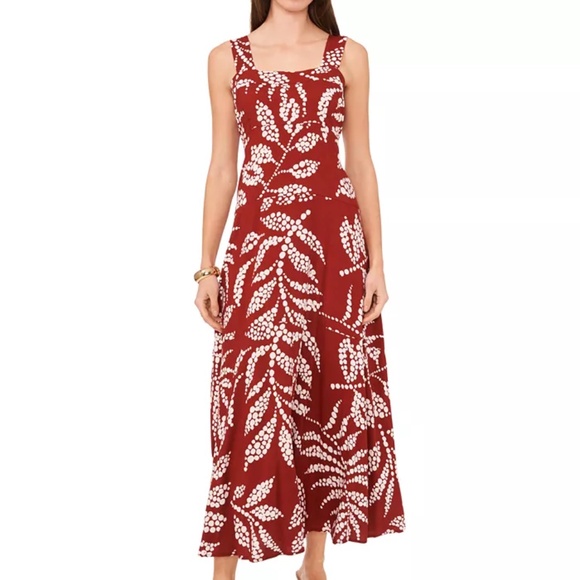 Vince Camuto - Printed Square-Neck Smocked-Back Maxi Dress - Picture 1 of 13